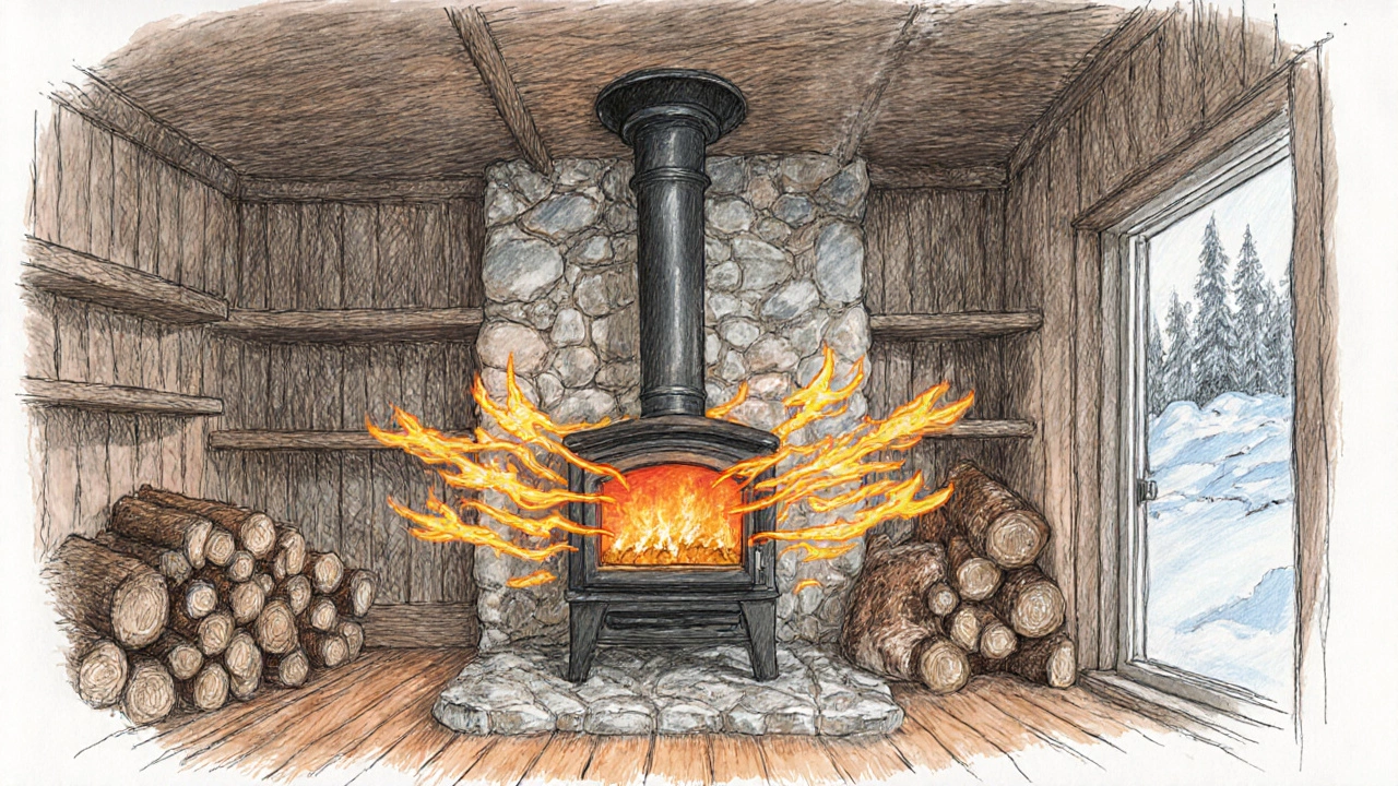 Центральная печь в русской избе, равномерно греющая несколько комнат.