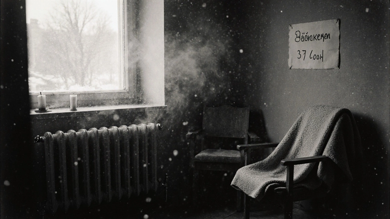 Чугунная батарея в старой советской квартире, работающая уже 37 лет, с паром и уютной атмосферой.