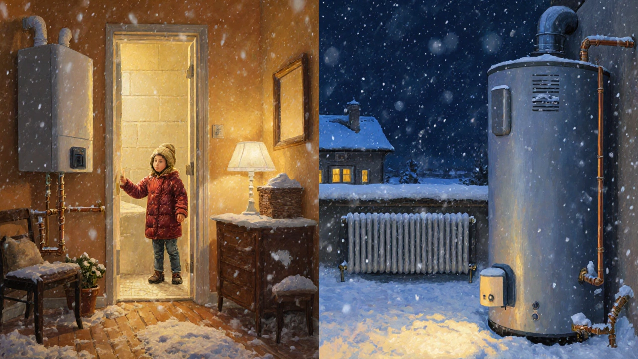 Семья в тёплом доме: один котёл не справляется, другой обеспечивает стабильное тепло зимой.