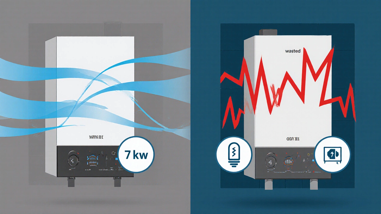 Сравнение эффективного и неэффективного отопления: плавный нагрев против частых включений.