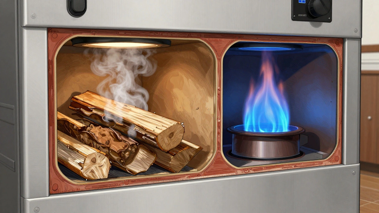 Внутреннее устройство пиролизного котла с двумя камерами сгорания